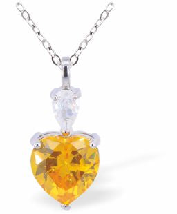 Lemon Yellow Coloured Moissanite Heart Necklace