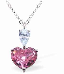 Rose Pink Coloured Moissanite Heart Necklace