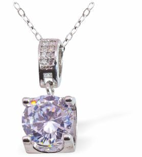 Silver Coloured Square Framed Clear Crystal Chaton Necklace