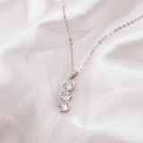 Silver Coloured Necklace with &nbsp;Crystal Triple Drop - 20mm in size | Byzantium Collection - close-up detail