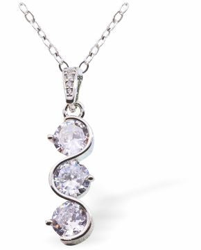 Silver Coloured Necklace with &nbsp;Crystal Triple Drop