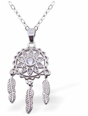 Silver Coloured Crystal Embellished Dream Catcher Necklace