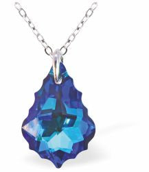 Austrian Crystal 16mm Baroque Necklace, Bermuda Blue in Colour