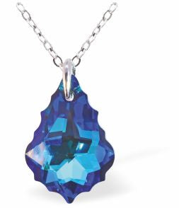 Austrian Crystal 22mm Baroque Necklace, Bermuda Blue in Colour