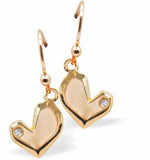 Golden Drop Earrings with Crystal Dotted Heart Drops