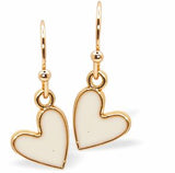 Golden Drop Earrings with White Heart Drops