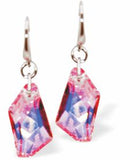 Silver Coloured Drop Earrings with Pink Avant Garde Chunky Crystal Drops
