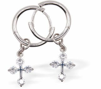 Silver with Crystals
Crosses are 10mm in size
Colour: Silver and Crystal
Rhodium Plated&nbsp;Ear-wires
Delivered in a soft, black, velveteen pouch