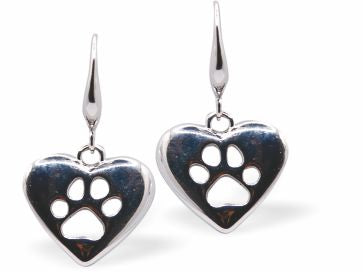 Silver Coloured Drop Earrings, Black Heart Drops with Paw Prints
Hearts are 10mm in size
Colour: Black
Rhodium Plated Ear-wires
Delivered in a soft, black, velveteen pouch