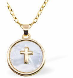 Circular Necklace with a Cross in Golden Titanium Steel