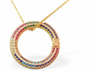 Rainbow Ring Necklace  in Golden Titanium Steel