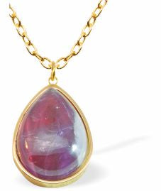 GP96 - Purple Gemstone Necklace in Golden Titanium Steel