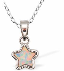 Glowing Opalite Star Necklace
8mm, 18" chain
Rhodium Plated
Hypoallergenic: Nickel, Lead and Cadmium free
Delivered in a soft, black, velveteen pouch