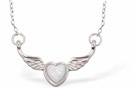 Glowing Opalite Winged Heart Necklace
24mm, 18" chain
Rhodium Plated
Hypoallergenic: Nickel, Lead and Cadmium free
Delivered in a soft, black, velveteen pouch