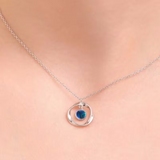Natural Paua Shell Halo Necklace, Rhodium Plated
