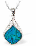 Natural Paua Shell Elegance Necklace, Rhodium Plated