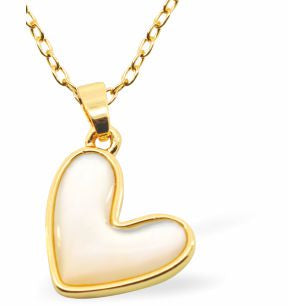 Iridescent Love Heart Pendant, Golden Framed - 21mm in size | Byzantium Collection