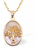 Iridescent Oval Pendant with Tree of Life Centre, Golden Framed
