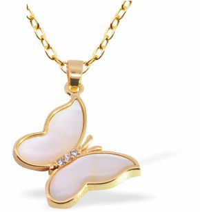 PF34 - Iridescent Butterfly Pendant, Golden Framed