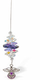 Suncatcher, Multi -faceted  Austrian Crystal with Ornate Angel with Purple Heart