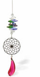 Suncatcher, Multi -faceted  Austrian Crystal with Red Droplet and Geometric Circle Link