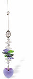 Suncatcher, Multi -faceted  Austrian Crystal with Purple Crystal Heart Drop