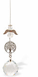 Suncatcher, Multi -faceted  Austrian Crystal with Angel over Tree of Life Link and Large Sphere Crystal