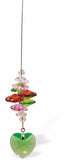 Suncatcher, Multi -faceted  Austrian Crystal with Peridot Green Heart
