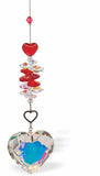 Suncatcher, Multi -faceted  Austrian Crystal with Chunky Heart Crystal and Heart Link