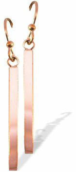 RG31 - Rose Gold Coloured Titanium Steel Long Baguette Stick Drop Earrings