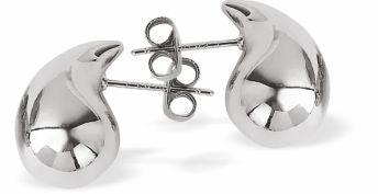 Waterdrops: Teardrop Stud Earrings, Silver Coloured