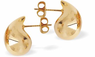Waterdrops: Teardrop Stud Earrings, Gold Coloured