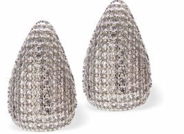 Waterdrops: Dazzling Teardrop Stud Earrings, Silver Coloured