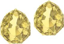 Austrian Crystal Majestic Fancy Stone Stud Earrings Colour: Jonquil Yellow Triangular design Sterling Silver Earwires 8x7mm and 10x9mmin size Delivered in a soft, black, velveteen pouch