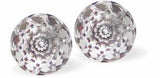 Sparkly Austrian Crystal Multi-Faceted Dome Stud Earrings by Byzantium in Crisp Clear Crystal, with Sterling Silver Earwires