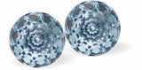Sparkly Austrian Crystal Multi-Faceted Dome Stud Earrings by Byzantium in Crisp Aquamarine Blue, with Sterling Silver Earwires
