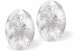 Sparkly Austrian Crystal Mystic Multi-Faceted Oval Stud Earrings by Byzantium in Crisp Clear Crystal with Sterling Silver Earwires