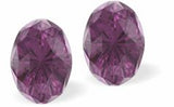 Sparkly Austrian Crystal Mystic Multi-Faceted Oval Stud Earrings by Byzantium in Warm Amethyst Purple with Sterling Silver Earwires