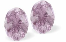 Sparkly Austrian Crystal Mystic Multi-Faceted Oval Stud Earrings by Byzantium in Warm Iris Mauve with Sterling Silver Earwires