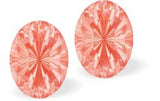 Austrian Crystal Mystic Oval Stud Earrings in Orange Ignite, Sterling Silver Earwires