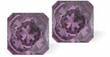 Sparkly Austrian Crystal Multi-Faceted Kaleidoscope Square Stud Earrings by Byzantium in Warm Amethyst Purple, with Sterling Silver Earwires