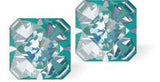 Austrian Crystal Kaleidoscope Square Stud Earrings in Blue Laguna DeLite, Sterling Silver Earwires