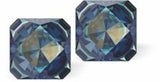 Sparkly Austrian Crystal Multi-Faceted Kaleidoscope Square Stud Earrings by Byzantium in Rich, Romantic Royal Blue DeLite, with Sterling Silver Earwires