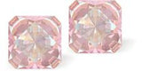 Sparkly Austrian Crystal Multi-Faceted Kaleidoscope Square Stud Earrings Colour: Dusty Pink DeLite Sterling Silver Earwires 6mm in size Delivered in a soft, black, velveteen pouch