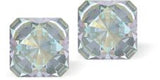 Sparkly Austrian Crystal Multi-Faceted Kaleidoscope Square Stud Earrings Colour: Serene Grey DeLite Sterling Silver Earwires 6mm in size Delivered in a soft, black, velveteen pouch