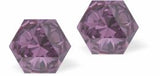 Sparkly Austrian Crystal Multi-Faceted Kaleidoscope Hexagon Stud Earrings by Byzantium in Warm Amethyst Purple, with Sterling Silver Earwires