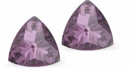 Sparkly Austrian Crystal Multi-Faceted Kaleidoscope Triangular Stud Earrings by Byzantium in Warm Amethyst Purple, with Sterling Silver Earwires