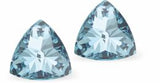 Sparkly Austrian Crystal Multi-Faceted Kaleidoscope Triangular Stud Earrings by Byzantium in Crisp Aquamarine Blue, with Sterling Silver Earwires