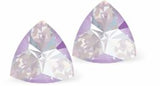 Sparkly Austrian Crystal Multi-Faceted Kaleidoscope Triangular Stud Earrings by Byzantium in Romantic Mauvy Lavender DeLite, with Sterling Silver Earwires