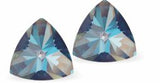 Sparkly Austrian Crystal Multi-Faceted Kaleidoscope Triangular Stud Earrings by Byzantium in Rich, Romantic Royal Blue DeLite, with Sterling Silver Earwires